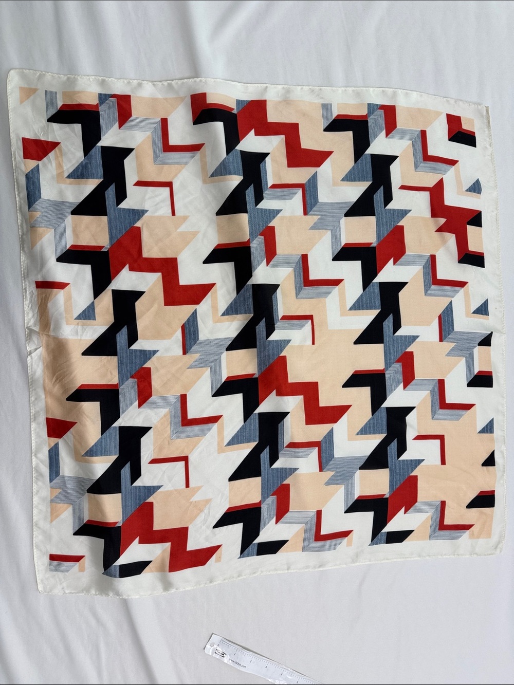 Geometric Chevron Print Pillow Sham in Red, Black, Blue & Cream